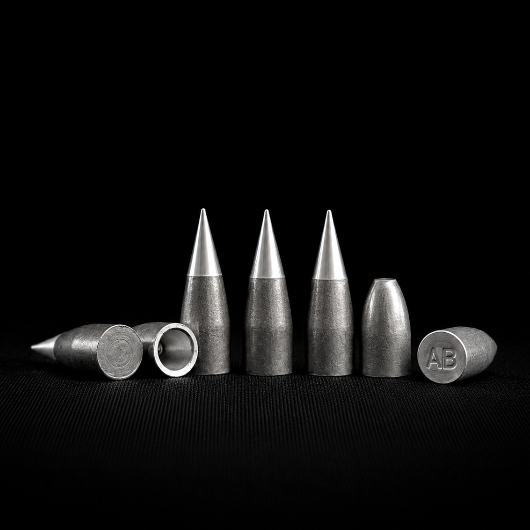 ALCO .457 caliber big bore PCP airgun slug lineup featuring LANCER, TETON, and Flat Nose airgun slugs for hunting and precision shooting.