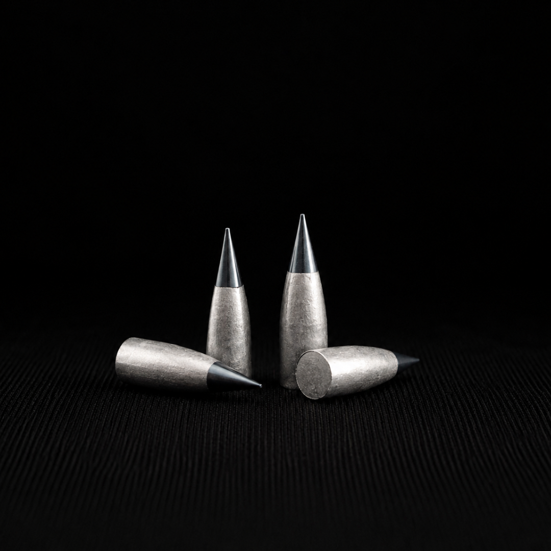 ALCO .308 caliber big bore PCP airgun slug lineup featuring precision steel tip ULD airgun slugs for long-range accuracy.